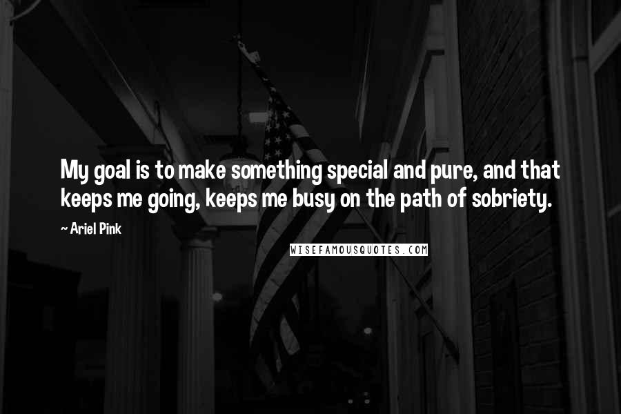 Ariel Pink Quotes: My goal is to make something special and pure, and that keeps me going, keeps me busy on the path of sobriety.