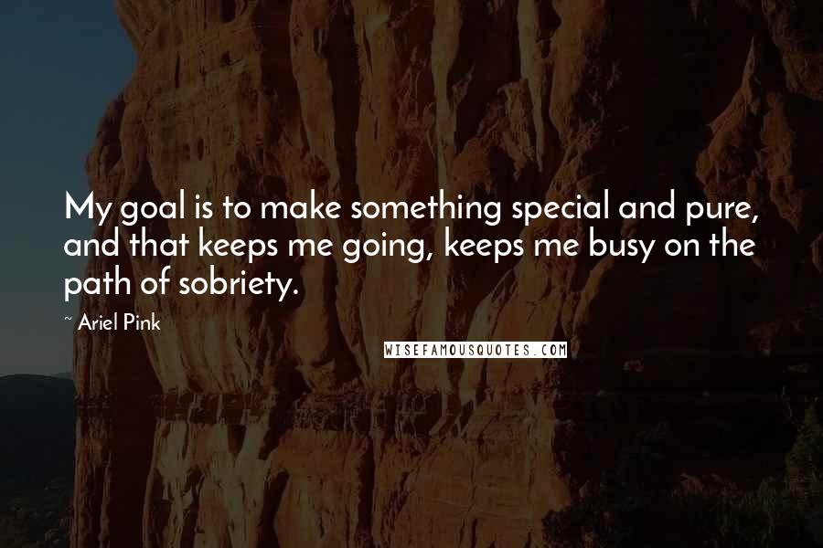 Ariel Pink Quotes: My goal is to make something special and pure, and that keeps me going, keeps me busy on the path of sobriety.