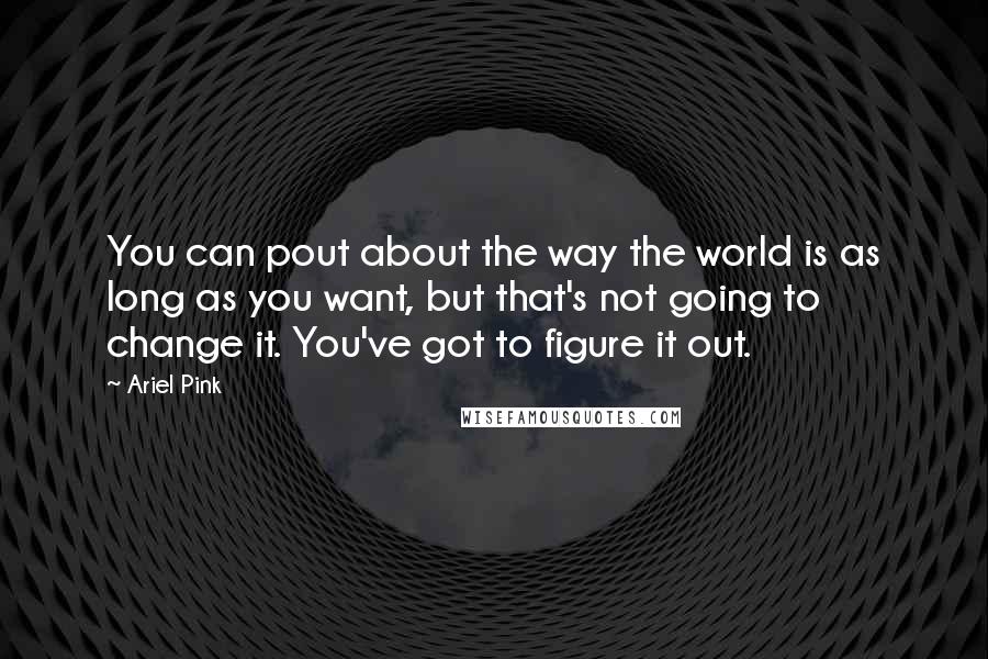 Ariel Pink Quotes: You can pout about the way the world is as long as you want, but that's not going to change it. You've got to figure it out.