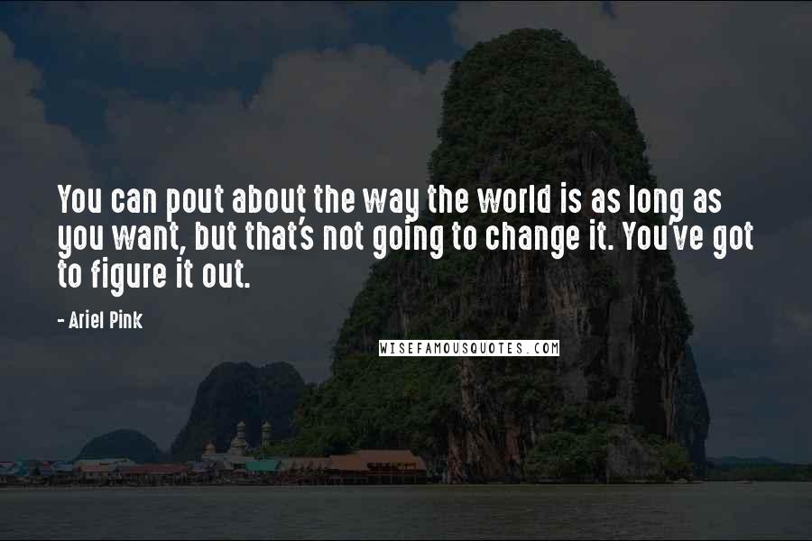 Ariel Pink Quotes: You can pout about the way the world is as long as you want, but that's not going to change it. You've got to figure it out.