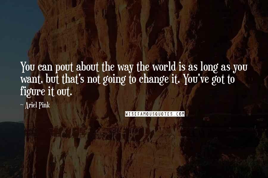 Ariel Pink Quotes: You can pout about the way the world is as long as you want, but that's not going to change it. You've got to figure it out.