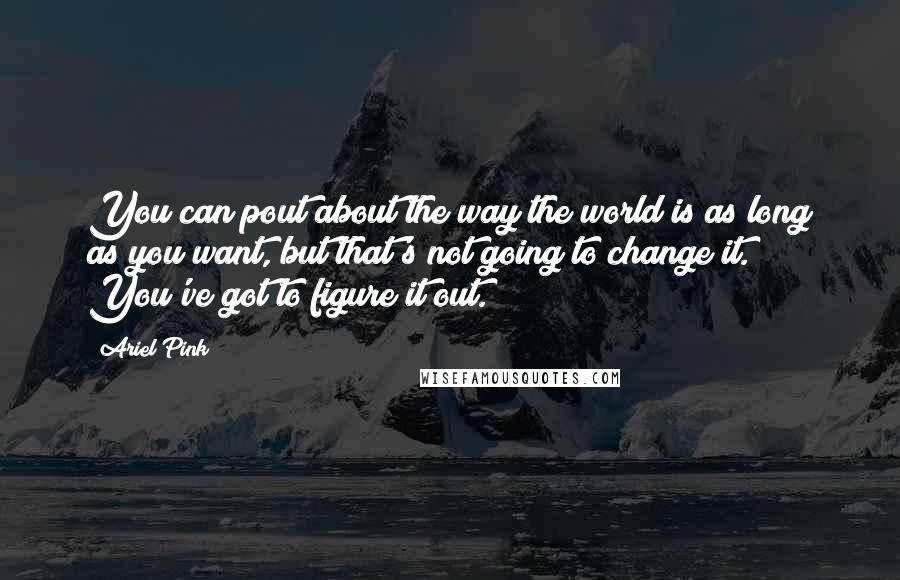 Ariel Pink Quotes: You can pout about the way the world is as long as you want, but that's not going to change it. You've got to figure it out.