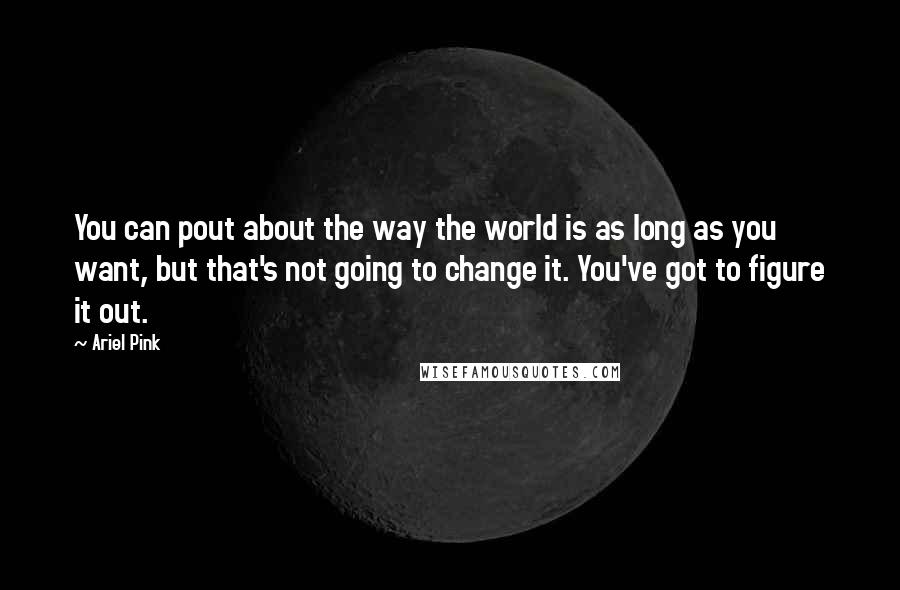 Ariel Pink Quotes: You can pout about the way the world is as long as you want, but that's not going to change it. You've got to figure it out.