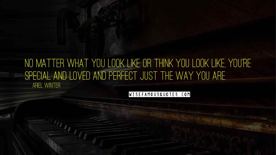 Ariel Winter Quotes: No matter what you look like or think you look like, you're special and loved and perfect just the way you are.