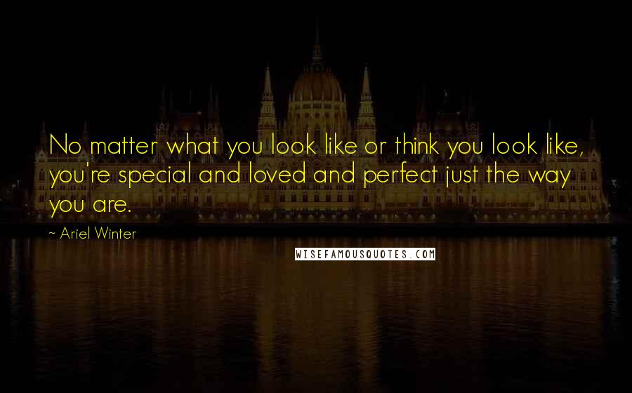 Ariel Winter Quotes: No matter what you look like or think you look like, you're special and loved and perfect just the way you are.