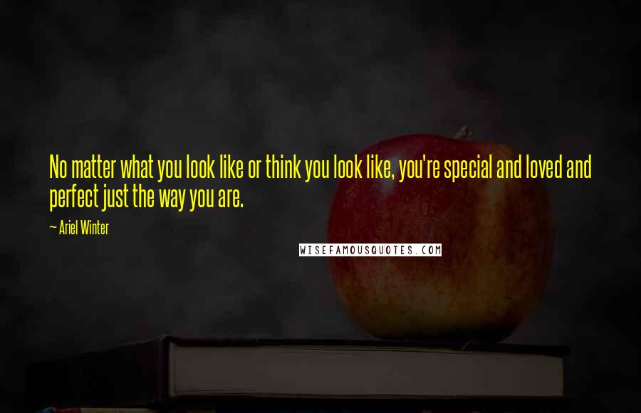 Ariel Winter Quotes: No matter what you look like or think you look like, you're special and loved and perfect just the way you are.