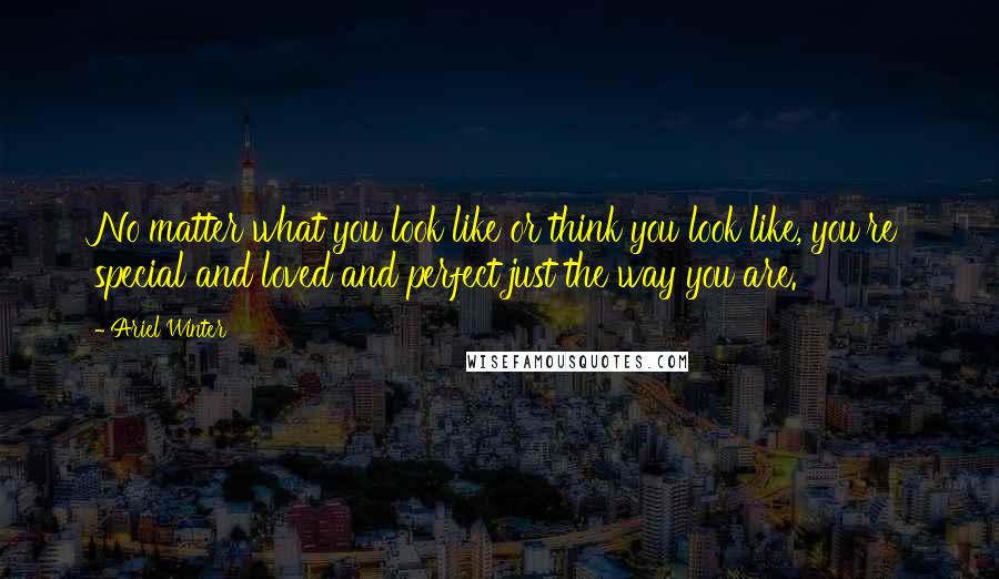 Ariel Winter Quotes: No matter what you look like or think you look like, you're special and loved and perfect just the way you are.