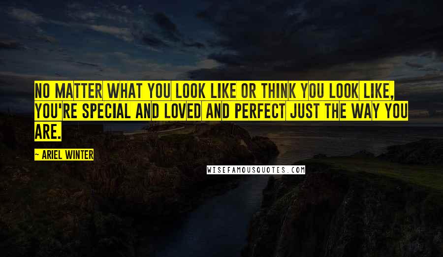 Ariel Winter Quotes: No matter what you look like or think you look like, you're special and loved and perfect just the way you are.