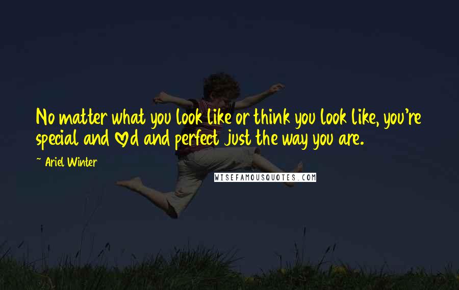 Ariel Winter Quotes: No matter what you look like or think you look like, you're special and loved and perfect just the way you are.