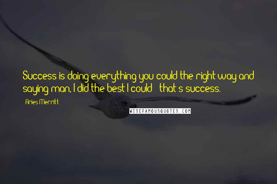 Aries Merritt Quotes: Success is doing everything you could the right way and saying man, I did the best I could - that's success.