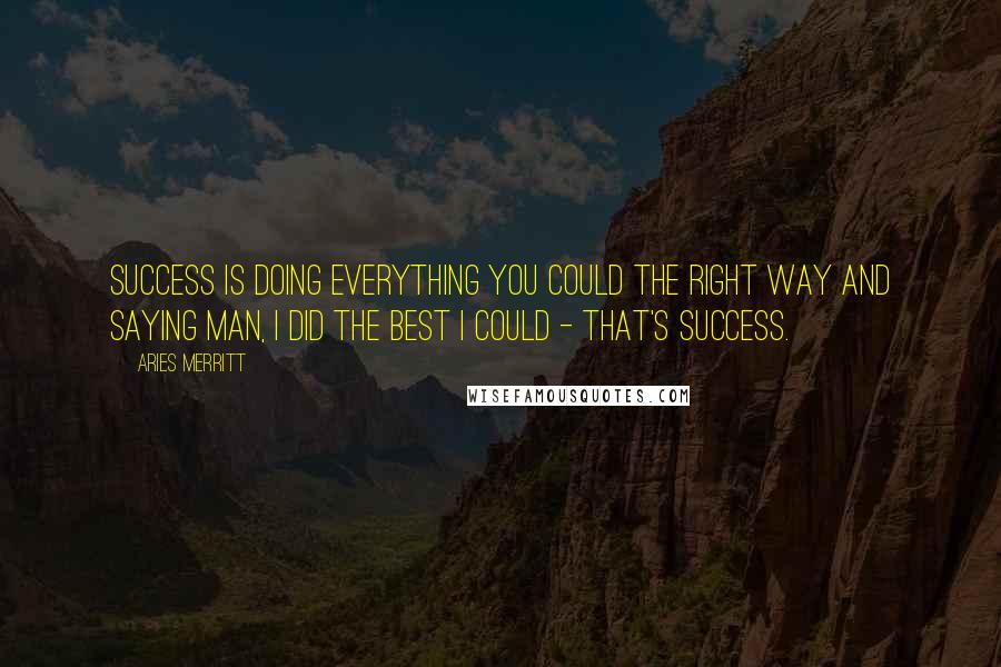 Aries Merritt Quotes: Success is doing everything you could the right way and saying man, I did the best I could - that's success.