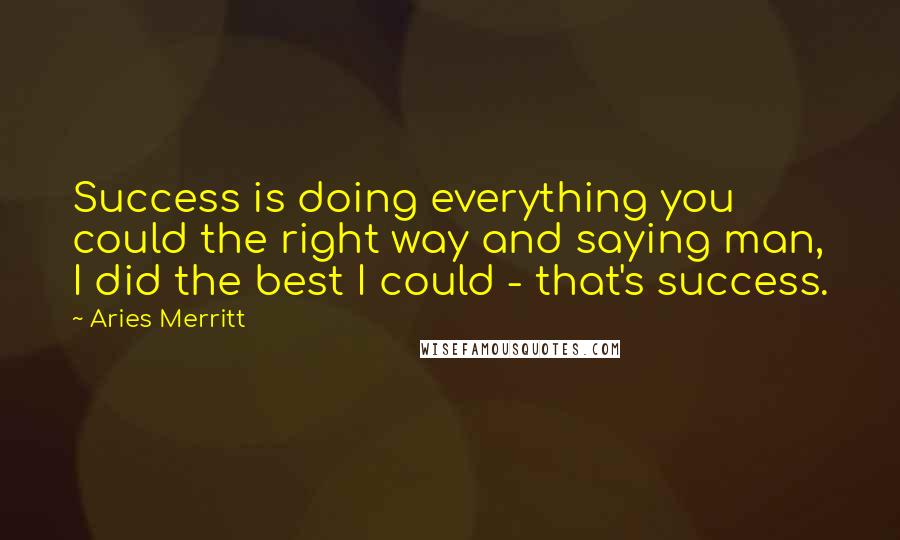 Aries Merritt Quotes: Success is doing everything you could the right way and saying man, I did the best I could - that's success.