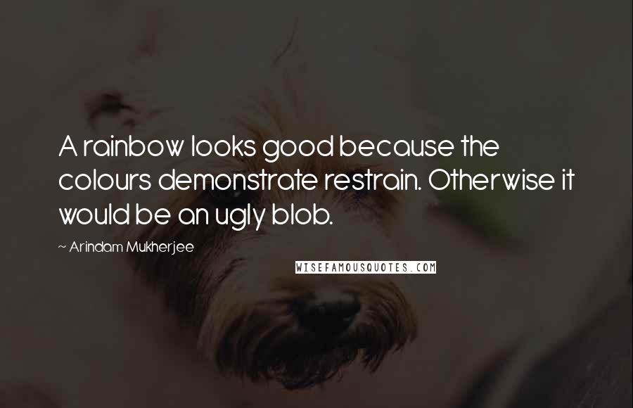 Arindam Mukherjee Quotes: A rainbow looks good because the colours demonstrate restrain. Otherwise it would be an ugly blob.