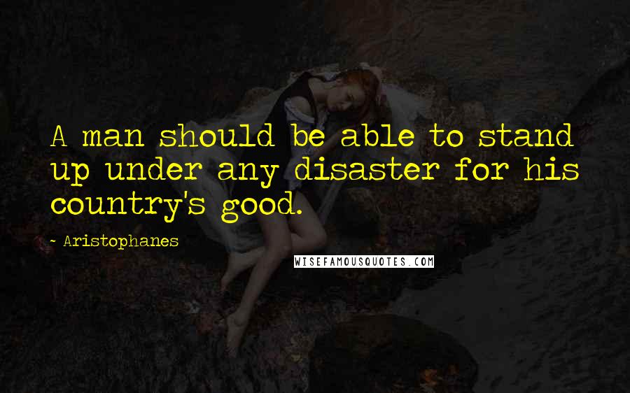 Aristophanes Quotes: A man should be able to stand up under any disaster for his country's good.