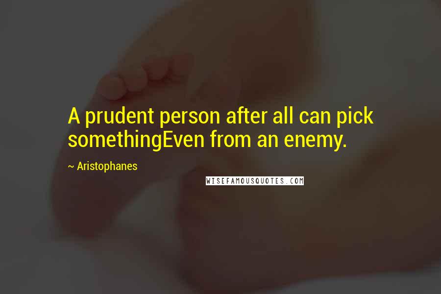 Aristophanes Quotes: A prudent person after all can pick somethingEven from an enemy.