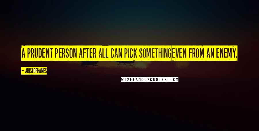 Aristophanes Quotes: A prudent person after all can pick somethingEven from an enemy.