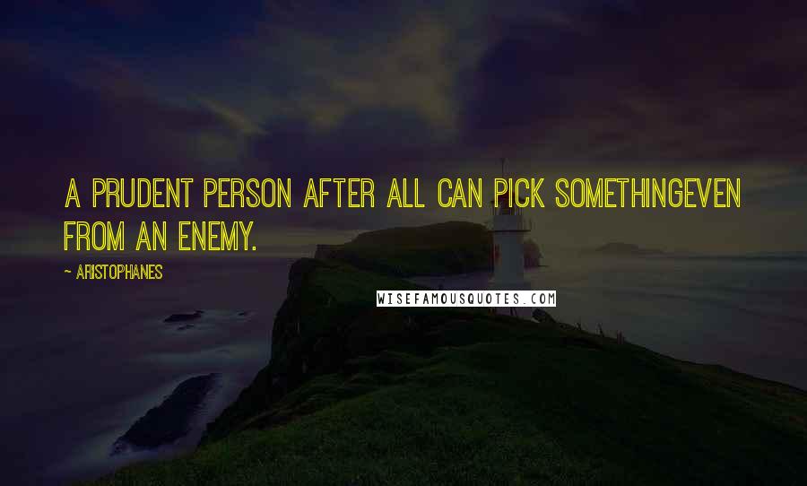 Aristophanes Quotes: A prudent person after all can pick somethingEven from an enemy.