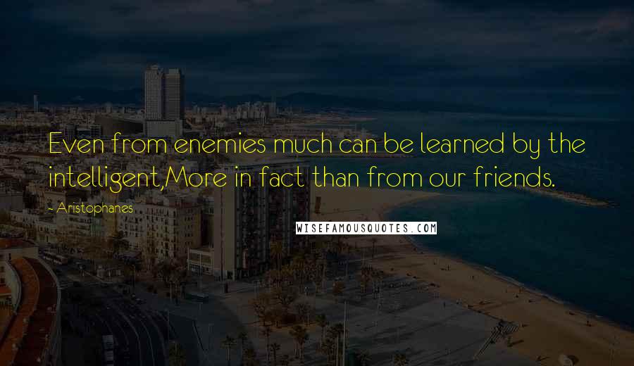 Aristophanes Quotes: Even from enemies much can be learned by the intelligent,More in fact than from our friends.