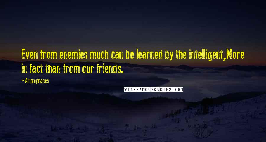 Aristophanes Quotes: Even from enemies much can be learned by the intelligent,More in fact than from our friends.
