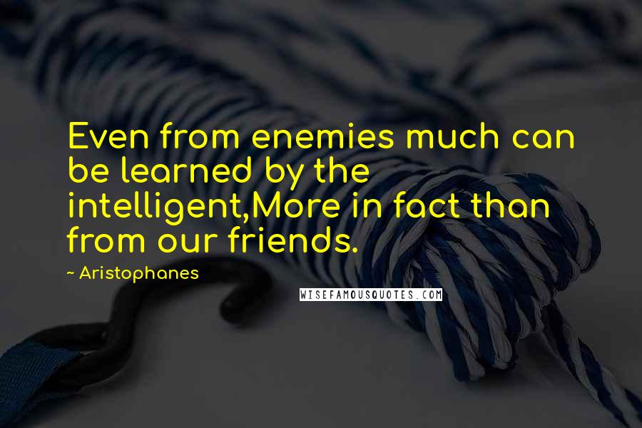 Aristophanes Quotes: Even from enemies much can be learned by the intelligent,More in fact than from our friends.