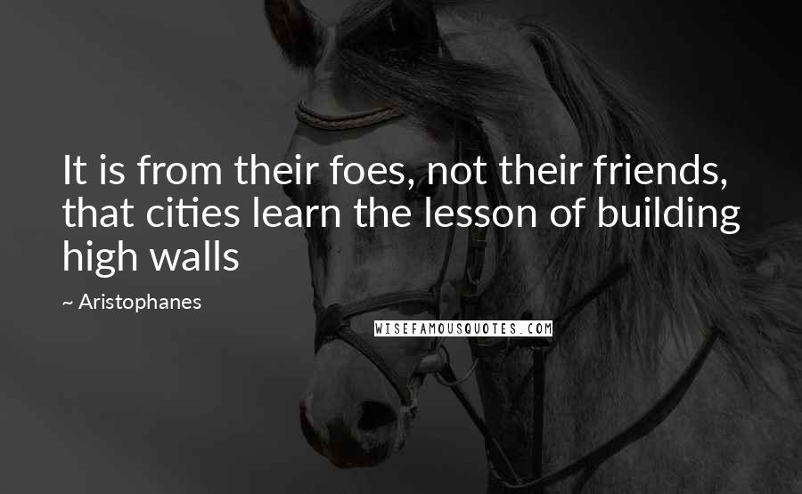 Aristophanes Quotes: It is from their foes, not their friends, that cities learn the lesson of building high walls