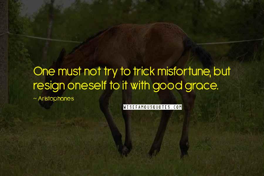 Aristophanes Quotes: One must not try to trick misfortune, but resign oneself to it with good grace.