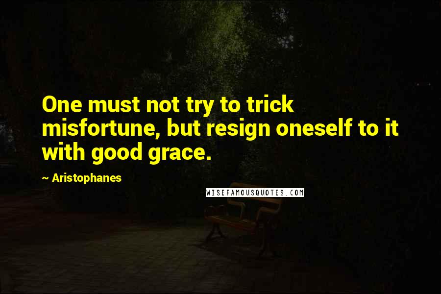 Aristophanes Quotes: One must not try to trick misfortune, but resign oneself to it with good grace.