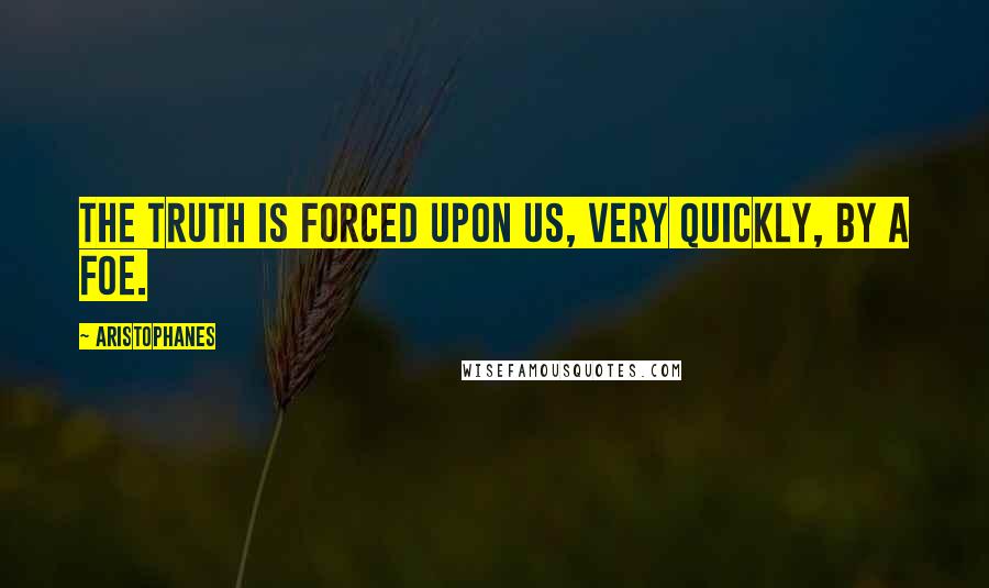 Aristophanes Quotes: The truth is forced upon us, very quickly, by a foe.