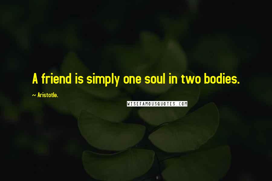 Aristotle. Quotes: A friend is simply one soul in two bodies.