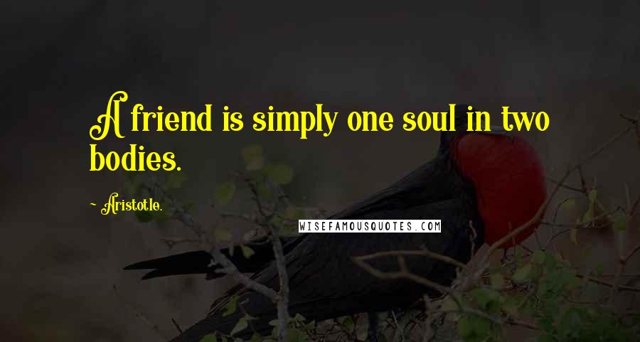 Aristotle. Quotes: A friend is simply one soul in two bodies.