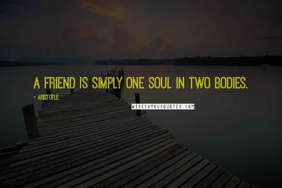 Aristotle. Quotes: A friend is simply one soul in two bodies.