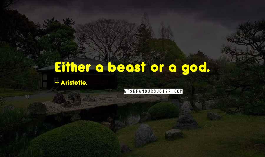 Aristotle. Quotes: Either a beast or a god.