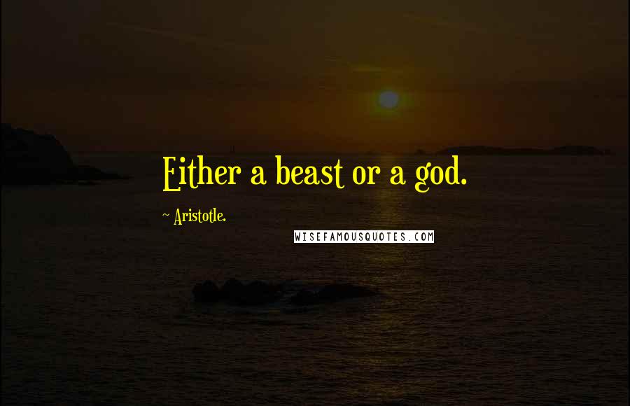 Aristotle. Quotes: Either a beast or a god.