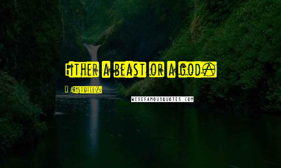 Aristotle. Quotes: Either a beast or a god.