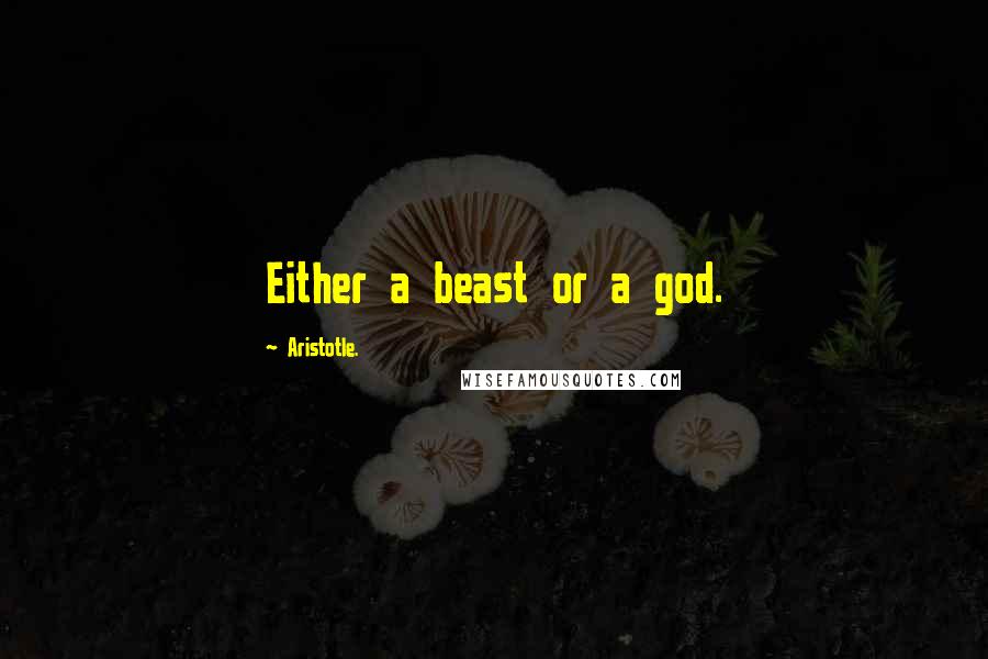 Aristotle. Quotes: Either a beast or a god.