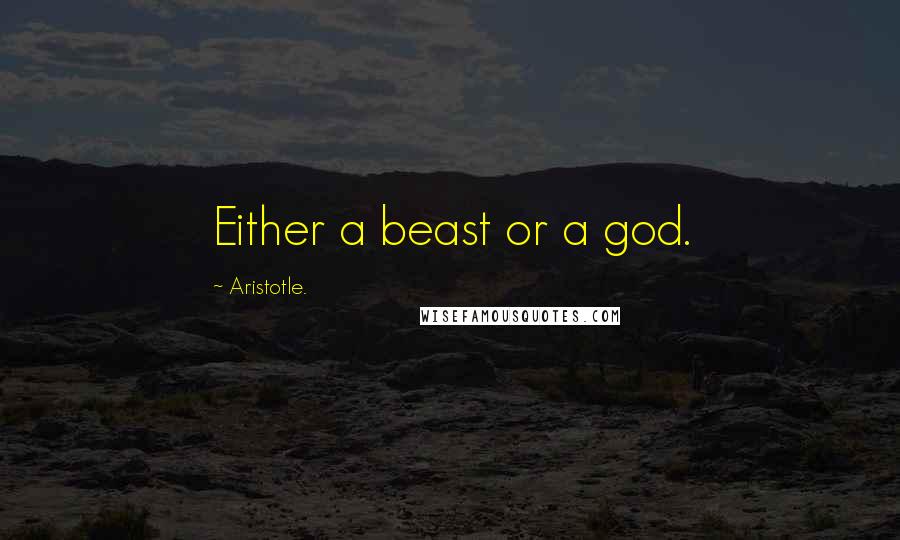 Aristotle. Quotes: Either a beast or a god.