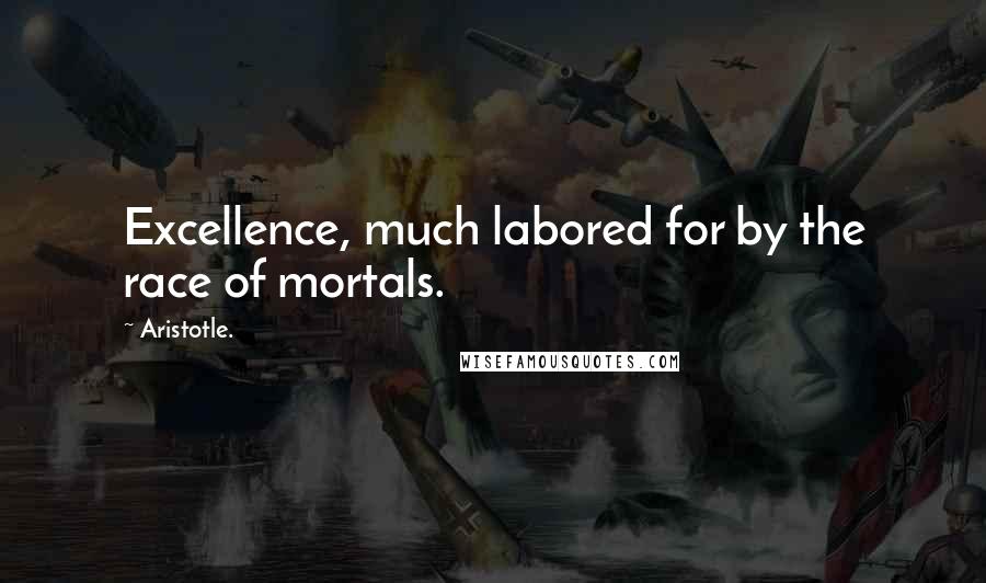 Aristotle. Quotes: Excellence, much labored for by the race of mortals.