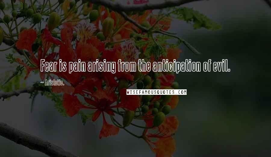 Aristotle. Quotes: Fear is pain arising from the anticipation of evil.