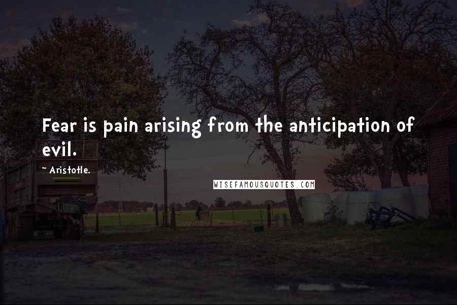 Aristotle. Quotes: Fear is pain arising from the anticipation of evil.