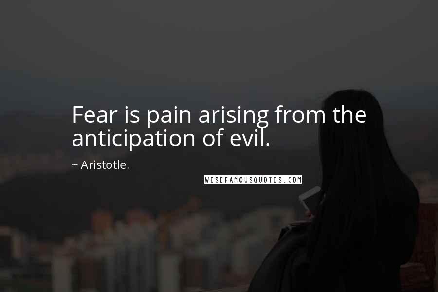 Aristotle. Quotes: Fear is pain arising from the anticipation of evil.