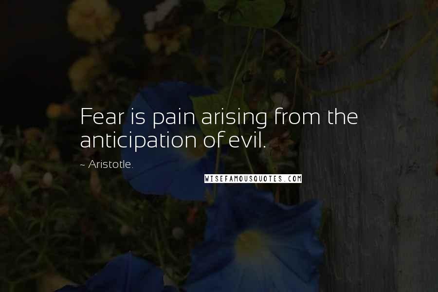 Aristotle. Quotes: Fear is pain arising from the anticipation of evil.