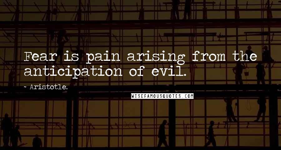 Aristotle. Quotes: Fear is pain arising from the anticipation of evil.