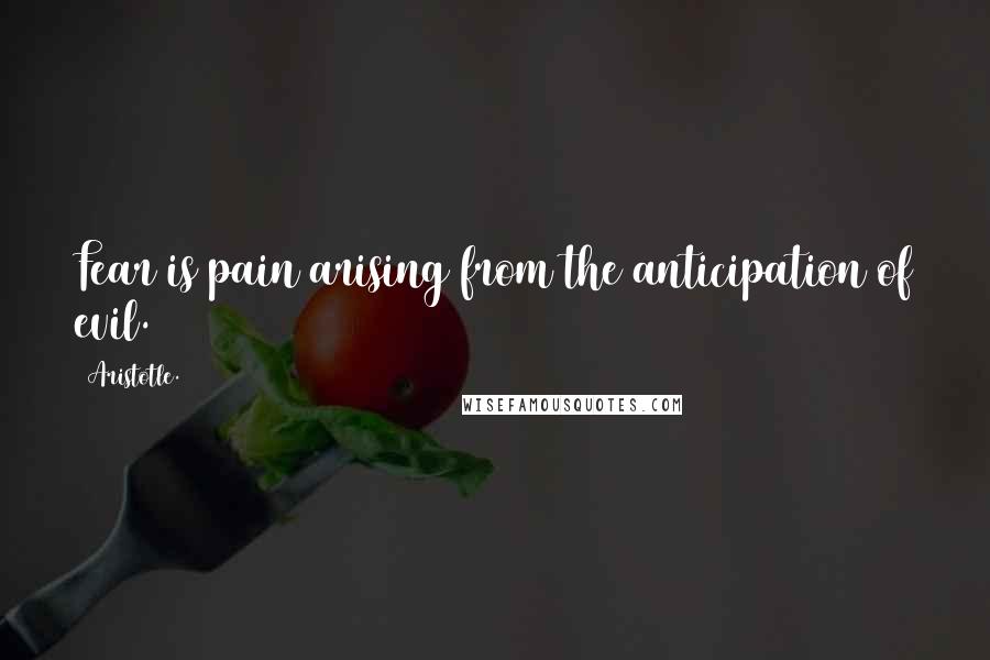 Aristotle. Quotes: Fear is pain arising from the anticipation of evil.