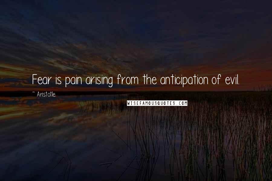 Aristotle. Quotes: Fear is pain arising from the anticipation of evil.