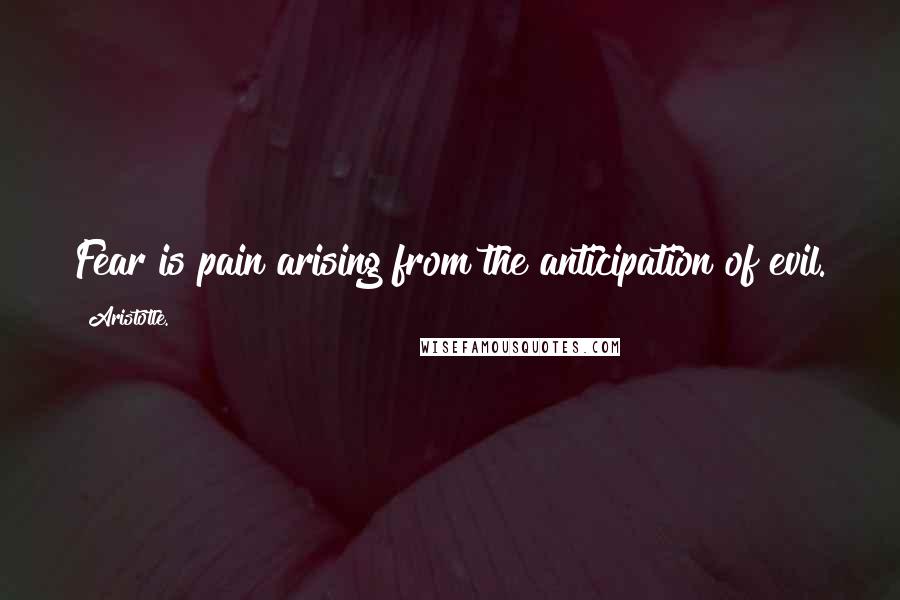 Aristotle. Quotes: Fear is pain arising from the anticipation of evil.