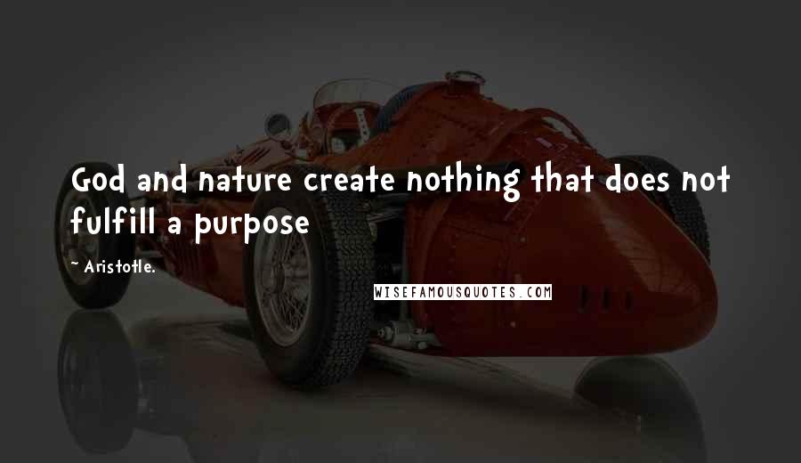 Aristotle. Quotes: God and nature create nothing that does not fulfill a purpose