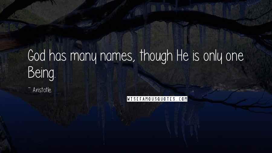 Aristotle. Quotes: God has many names, though He is only one Being.