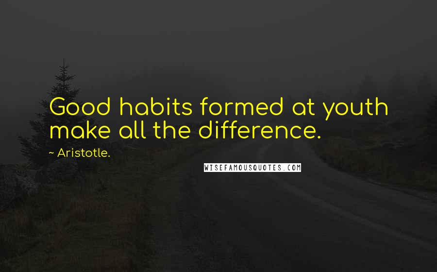 Aristotle. Quotes: Good habits formed at youth make all the difference.