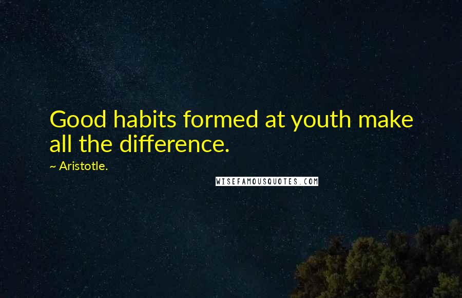 Aristotle. Quotes: Good habits formed at youth make all the difference.