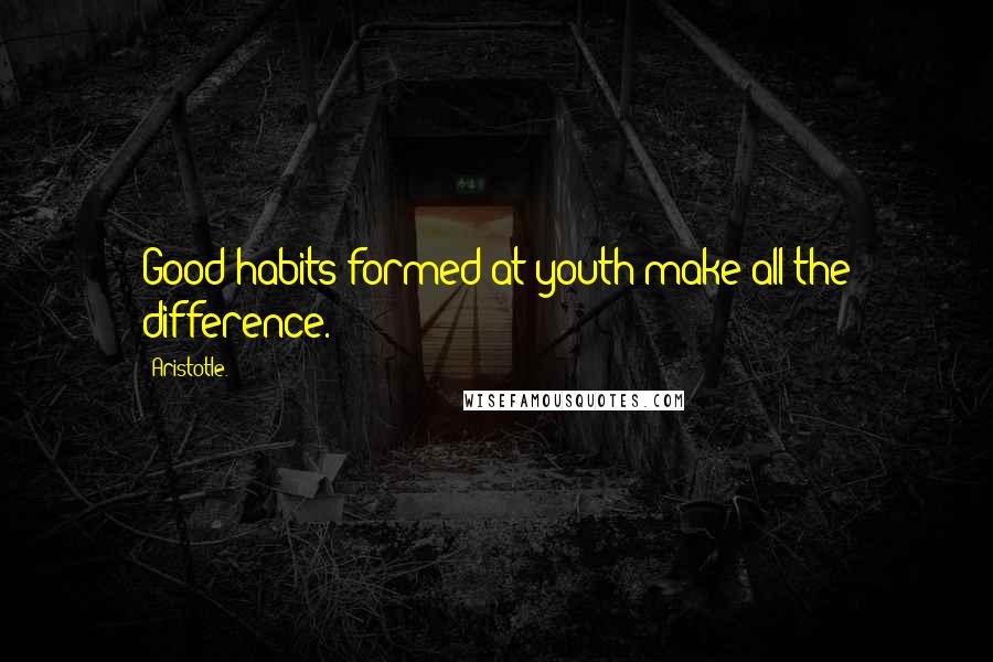 Aristotle. Quotes: Good habits formed at youth make all the difference.